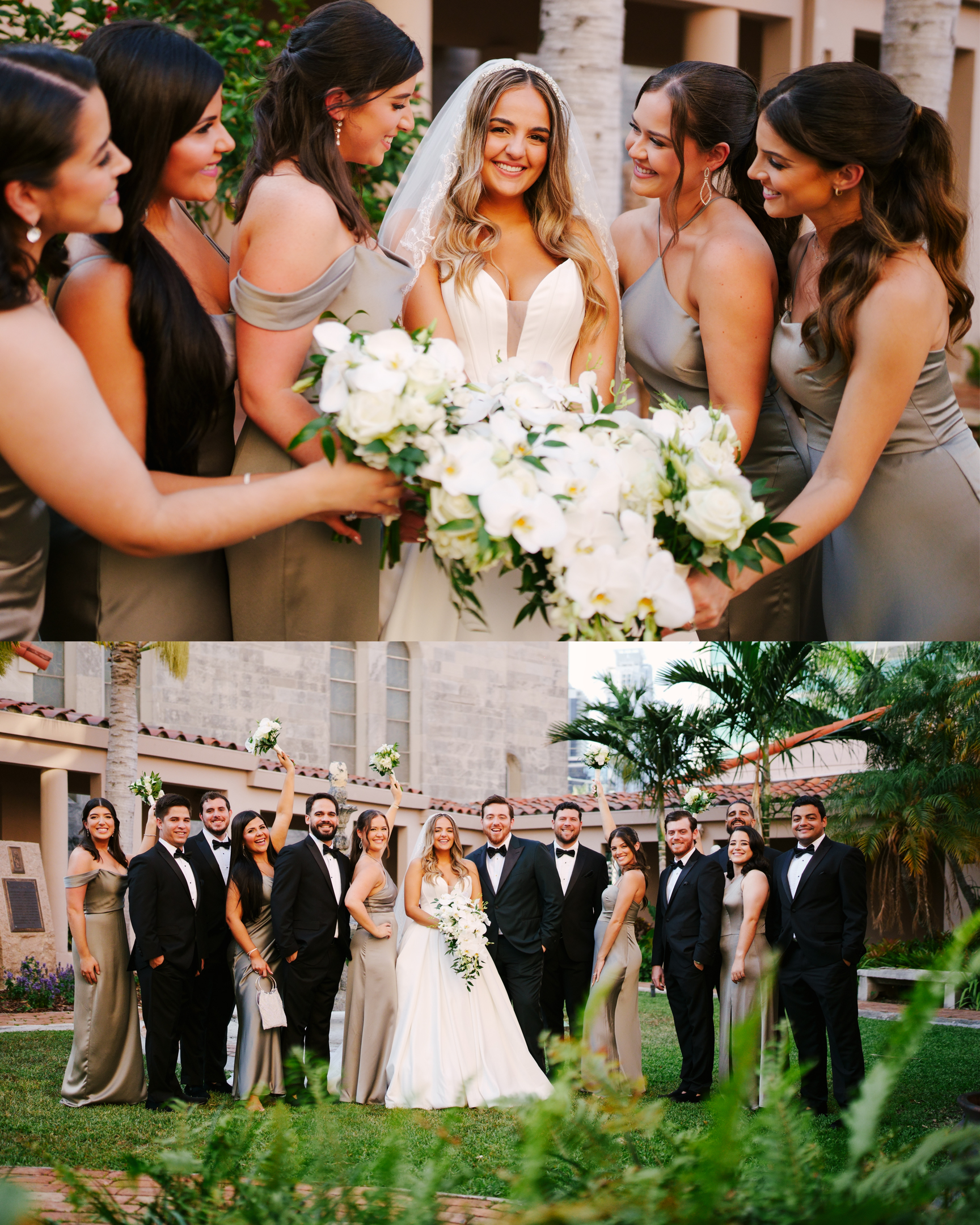 Bride with her bridesmaids and bridal party